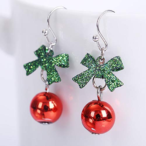 Ribbon Bowknot Cute Festive Red Green Ball Ornament Dangle Drop Earrings for Women Teen Girls Fish Hook Dangling Hypoallergenic Christmas Festival Party Jewelry Gifts for Bff Daughter Thanksgiving - Image 3