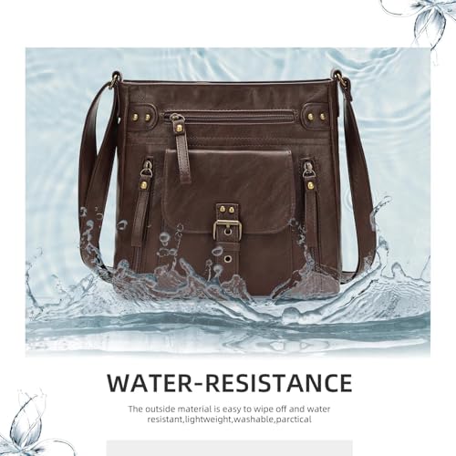 Image of Crossbody Bags for Women Medium PU Leather Multi Pocket Shoulder Purses