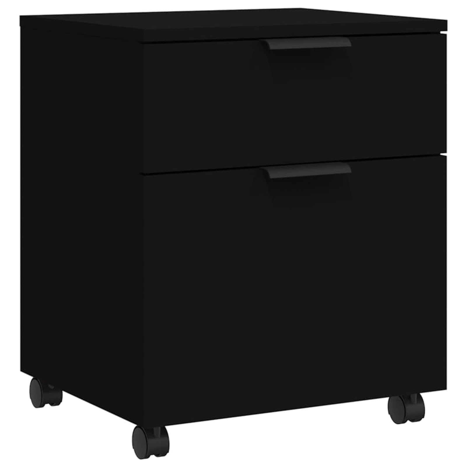 Schedario con Ruote Nero 45x38x54 cm in Legno Multistrato,Cassettiera, Mobiletto da Ufficio con Serratura,Regolabile per Cartelle Sospese, Superficie Testurizzata, per Ufficio, Studio