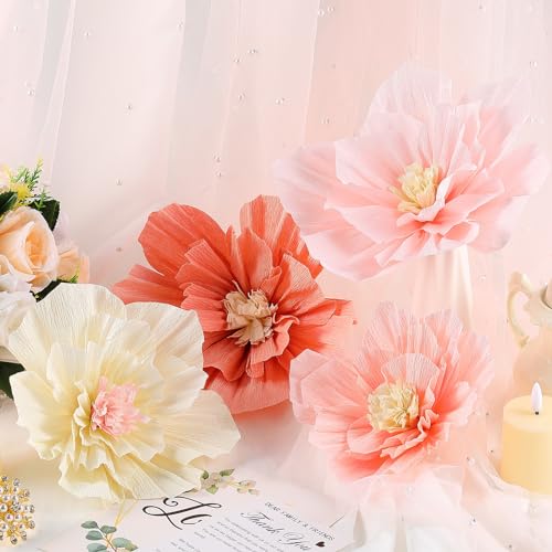 Image of Cholemy 36 Pcs Tissue Paper Flowers, Crepe Paper Flowers Decorations 8 inch 10 inch 12 inch for Wedding Party Baby Bridal Shower Carnival Party Birthday Nursery Wall Decor (Elegant Color)
