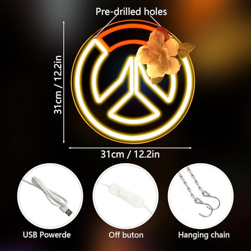 Image of OW Game Neon Sign for Game Zone Decor,Led Lights for Man Cave PlayRoom Internet Bar or Bedroom Decoration.5V USB Powered,Easy Hanging.