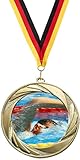 Verlag Reiner Kullack 100er-Set Medaillen »Schwimmen«, mit 50 mm Sportfoto-Emblem (Metall, bunt)