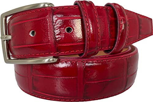 MENS CROCODILE PRINT ITALIAN LEATHER BELT 35MM