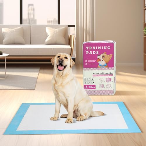 JANUIXCO 40 Stück Welpen Unterlagen - 60 × 60 cm PIPI Matten für Hunde - Wickelunterlage Einweg Auslaufsicheres 5-Lagiges Design mit Schnell Trocknender Oberfläche