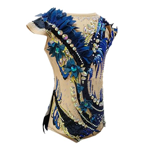 Justaucorps de Gymnastique Rythmique extensible avec strass brillants pour fille
