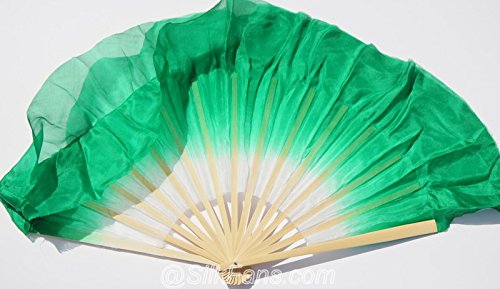 Silkfans.com Green Silk Flutter Dance Fan #TOP3