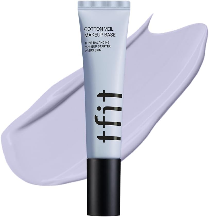 Cotton Veil Makeup Base - Flawless Coverage for Dull Skin, Tone up Corrector, Lightweight, All Skin Type, Korean Makeup, 02 Lively Purple, 1.05 Oz.