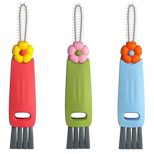 Image of 3 in 1 Cup Lid Cleaning Brush, 3 PCS Crevice Cleaning Brush Set - Multifunctional Portable Bottle Brush Cleaner for Bottle Gap Tight Spaces Cup - Ideal Baby Bottle Brush & Water Bottle Brush (3)