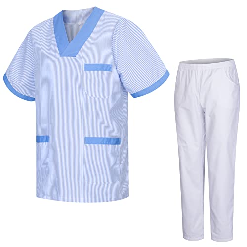 MISEMIYA - Uniforme Sanitario Unisex Uniformes Sanitarios MÉDICOS con Pantalon Blanco T817-8312-BLANCO - XXL, Celteste T817-4