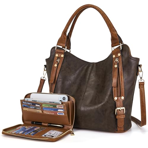 Image of Crossbody Bags for Women Large Hobo Purse Shoulder Handbag Wallet Set 2PCS | Soft PU Leather,Total 9 Pockets,Large Capacity,with a Spacious Functional Wallet,Detachable Shoulder Strap,Stylish Design