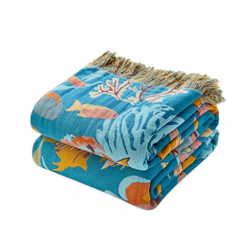 Image of LUTBM Boho Throw Blanket for Bed 60 inchx80 inch, All Season Cotton Couch Blankets
