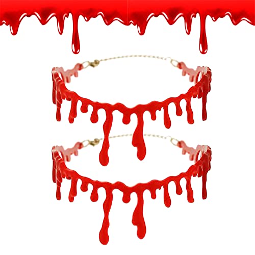 Butyeak Collar de Sangre de Halloween, Halloween Collar de Sangre ​Falsa, 2 Piezas Creativo Goteo De Sangre Halloween Partido Gargantilla Simulación Vampire Disfraz Accesorio