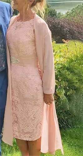 Jamille 2 Pieces Mother of The Bride Dress with Jacket Beaded Lace Appliques Evening Dress Chiffon 3/4 Sleeves JA01074