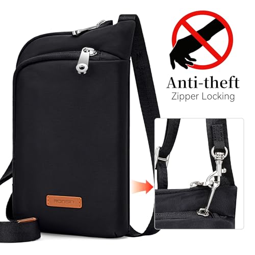 Image of RONSIN Small Anti Theft Crossbody Bags for Women Nylon Cell Phone Purses RFID Blocking Travel Purse with Locking Zipper