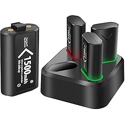 Cargador Inalambrico Vivo Batería Mando para Xbox Series X, Dr.VIVA 4 × 1500mAh Cargador Mando Kit Carga, Batería Recargable &Cargador Accesorios para Xbox Series X/S/Xbox One X/S/Elite/Xbox Series X/S