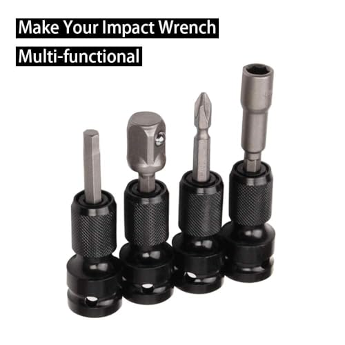Image of STARQ 1 /2 Inch Square Drive To 1 /4 Inch Hex Female Socket Adapter Quick Release Chuck Converter Drill Chucks Adaptor Conversion For Impact And Ratchet Wrench SD With Ring & Rod included