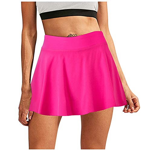 Aniywn Women s Tennis Skirt High Waisted Golf Athletic Running Skorts Sports Pleated Skirts Workout Fitness Skirt Hot Pink