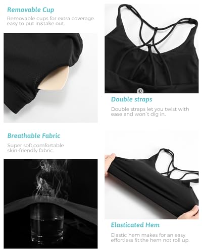 Image of RUNNING GIRL Sports Bras for Women,Padded Sports Bra Tank Top Sexy Crisscross Back High Impact Longline Workout Yoga Bra