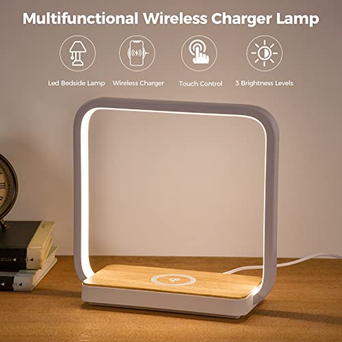 Blonbar Bedside Lamp Qi Wireless Charger Led Desk Lamp With Touch Control 3 Light Hues,Table Lamp Eye-Caring Reading Light For Kids, Adults, Home, Dorm And Office,Wireless Charge For All Qi Devices #TOP1