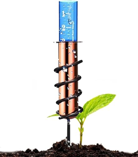 HETRUUOP Copper Rain Gauge Outdoor Accurate Rain Gauge Rain Measure Gauge Decorative Rain Gauge Stake for Yard Garden Patio Lawn Orange