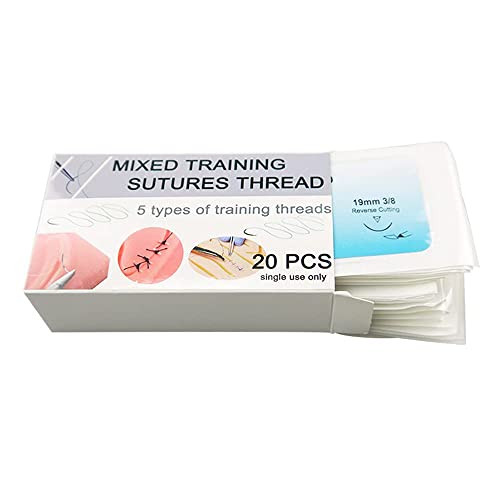 Fils de suture stériles avec aiguille, pratique de la suture démonstration de survie en camping perceuse tactique militaire rotation de la clinique hospitalière sécurité voyage (20 paquets par boîte) Cover