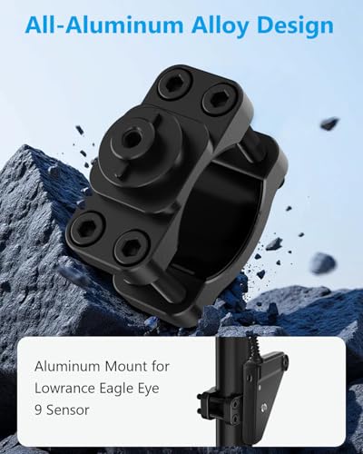Image of JISHAHS Aluminum Mount for Lowrance Eagle Eye 9 Sensor - Compatible with Various Rod, Easy Installation - Aluminum Alloy Material - Sturdy and Durable