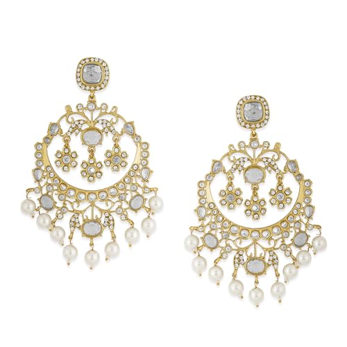 Image of Rubans Chandbali Earrings Gold Plated Kundan Jewellery Gift for Women & Girls