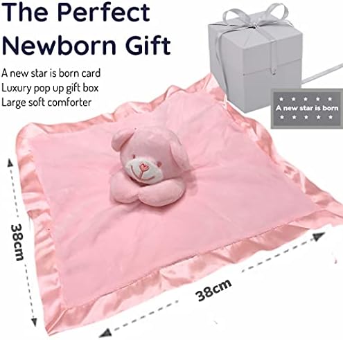 BUSHBABY 'A new star is born' new baby gifts comfort blanket in box | baby girl gift pink for mum | baby comforters| plush teddy security blanket| baby soft toy| newborn baby gifts