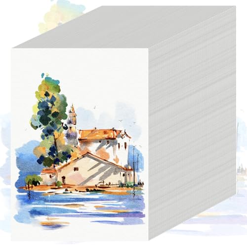 84 Sheets Watercolor Paper 5x7 110 LB/230 GSM Water Color Paper 5 x 7 Cold Press Watercolor Paper Bulk 5x7 Watercolor Paper Pad for Kids Adults Art Paper for Painting Sketching Acrylic Gouache