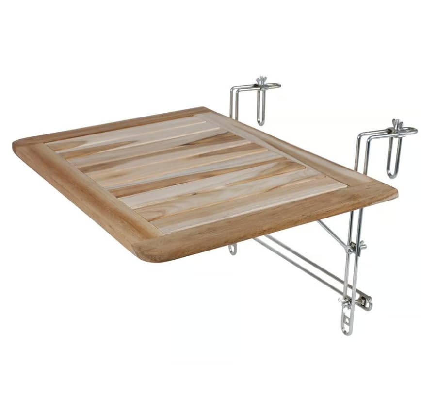 BURI Stabiler Balkontisch klappbar 60x40cm Teakholz unbehandelt Gartentisch...