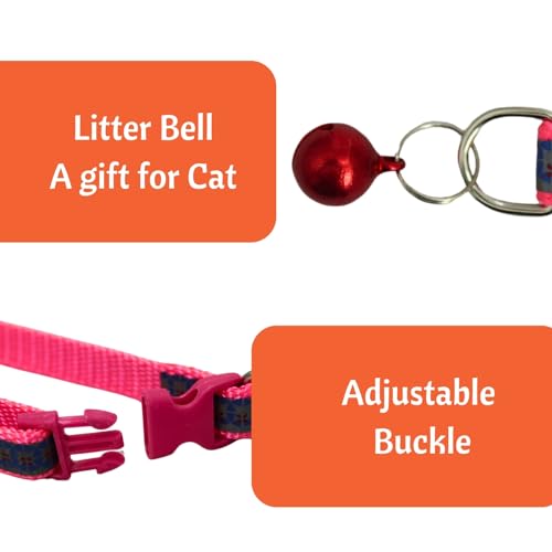 Image of Emily Pets Cute Cat Collar for Girl Boy, Colorful Breakaway Cat Collars with Bell, Adjustable Printed Nylon woth Safety Buckles Kitten Collar (Color May Vsry)