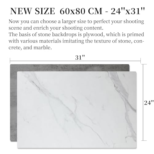 Image of 2 PCS 24x32 Inch Boards Photo Backdrop for Flat Lay, Food Table Top Photography Background, BEIYANG (Marble+Light Gray)