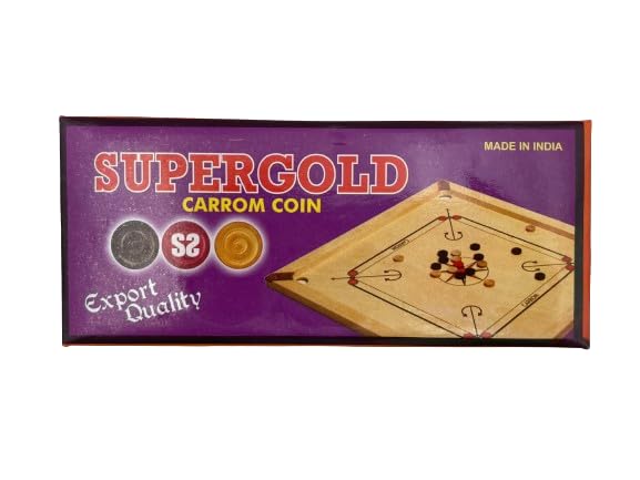 Wild Cat Carrom Playing Coins and Striker for Kids & Adults | 20 Wooden Coins | 1 Striker | Carrom Board Coins (Pack of 1) (Super Gold)
