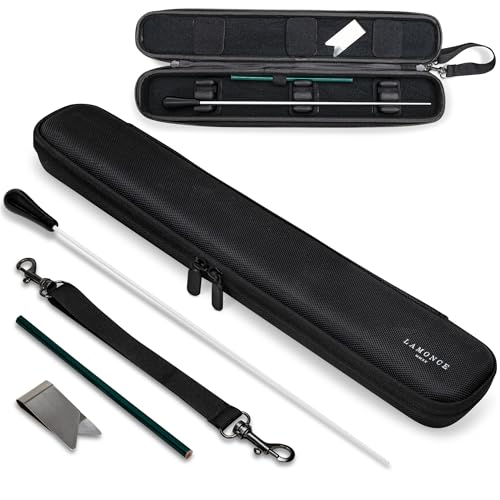 Conductor Baton Case with Baton - Holds up to 2 16" Batons - Black Resin Conducting Baton-Case with Adjustable Inserts and Lid Pads - Includes Metal Bookmark Clip & Pencil