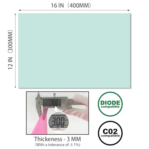 Image of 2pack Pastel Cell Cast Acrylic Sheet blueish Green 1 /8inch (3mm) 11.8x15.7 300x400mm Glossy Matte Laserable Plexiglass Sheets Plasitc Board for Laser Cutting Engraving DIY Project Craft Sign
