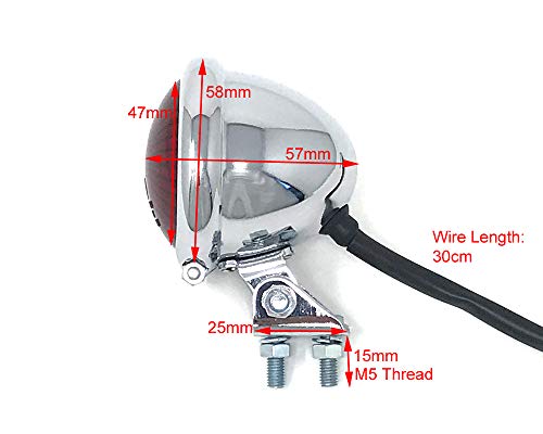 Motorrad LED Stop Rücklicht - Homologated - Chrom mit Rot Gläser für Cafe Racer, Scrambler, Maßgefertigt Projekt