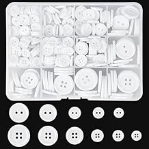 404Pcs White Buttons, 2 Hole and 4 Hole Resin Buttons with Storage Box, Round Button for Sewing Blazer Knitting Cardigans DIY Crafts, 10mm/11.5mm/12.5mm/18mm/20mm/23mm