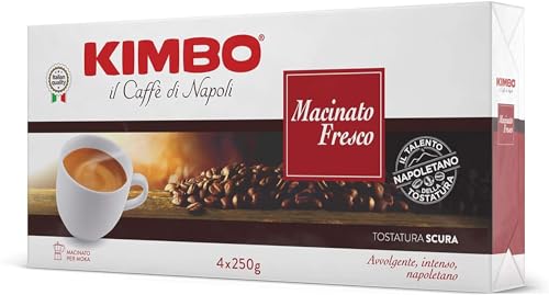 Kimbo Macinato fresco 4 buste da 250g importado de italia