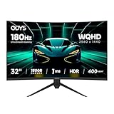 ODYS XP32 PRO-X - Curved Gaming Monitor 32 Zoll (80 cm), 180 Hz, WQHD (2.560x1.440 px), 1ms Reaktionszeit (MPRT), 400 cd/m², HDR, 1500R, FreeSync/G-Sync, 120% sRGB, Eye Care, 2X HDMI, 2X Display Port