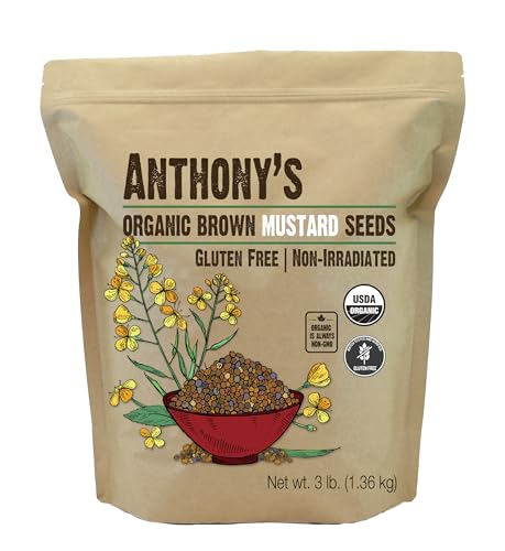 Anthony's Organic Brown Mustard Seeds, 3 lb, Gluten Free, Non GMO, Keto Friendly