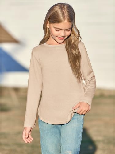 Image of Haloumoning Girls Long Sleeve T Shirts Kids Crewneck Tops 5-14 Years
