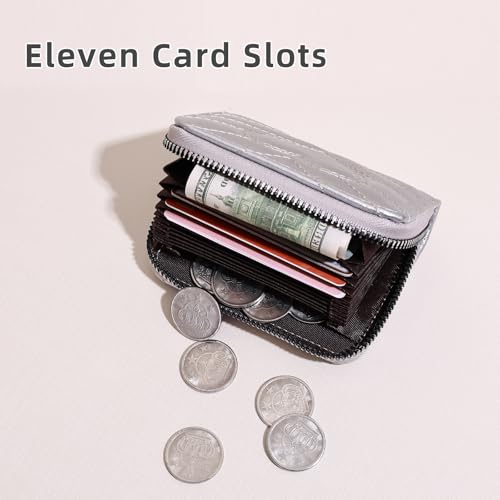 Credit Card Holder, Cute Wallet Women, Love Heart Shaped Zipper Business Card Holder Small Wallets Woman for Cash, Key, Change, ID Card (Silvery)4
