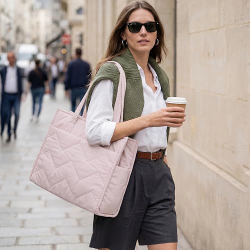 Image of G4Free Tote Bag for Work, Lightweight Structured Large Tote Handbag with Multi-Compartment and 40oz Cup Holder for Women