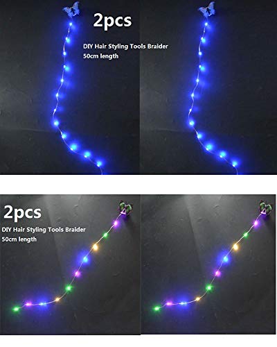 2pcs Girls Glow DIY Hair LED Lights String Blinking Hair Styling Tools Braider Weaving Braids Party Birthday Gift4