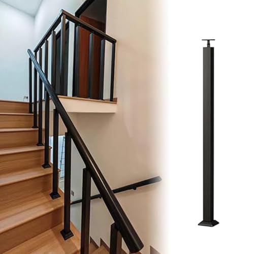 Columna de barandilla ajustable de hierro de 90 cm con base plana para escaleras exterior 2