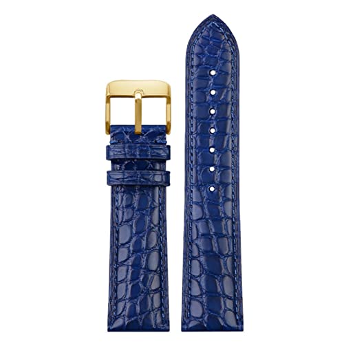 Bracelet montre crocodile bleu en cuir de luxe avec boucle papillon 20mm
