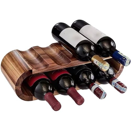 Soporte de vino de madera para 8 botellas con diseño ondulado miniatura 4