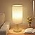 Touch Bedside Table Lamp - Stepless Dimming USB Powered, Minimalist Wood Base Linen Shade, 2700K Warm Light for Bedroom Nightstand Nursery Dorm Small Spaces, 5W LED 50K Hrs (No Bulb Replacement)