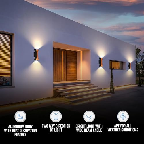 Image of Gesto 10W Waterproof Led Wall Light for Home Decoration - Up Down 2-Way LED Wall Lamp | IP65 Outdoor Fancy Wall Lights for Balcony,Gate,Elevation,Garden,Patio | Decorative Wall Mount Light -Pack of 1