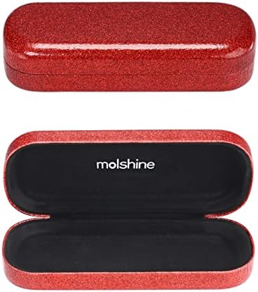 molshine Bling Hard Shell PU Leather Glasses Case,Portable Sparkling Shiny Eyeglass Case for Men Women Girl Travel Study Work